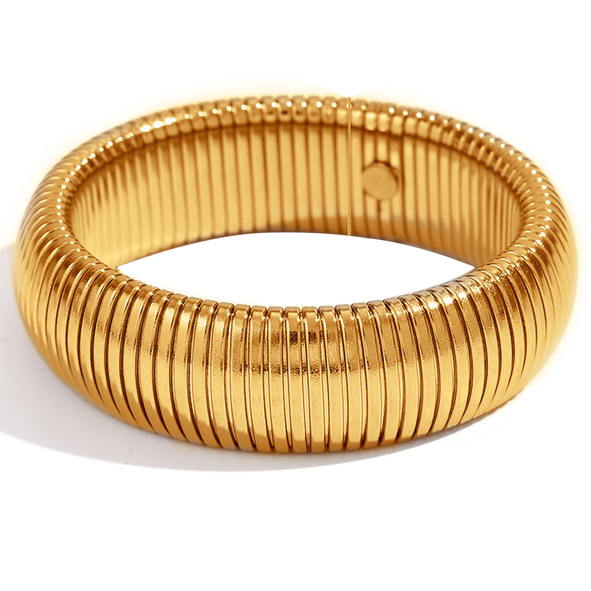 A D. ALLEN & DANMI. 18 K Gold Plated Chunky Titanium Bracelet Stack, Flexible Wide Wristband Bangle Layered Snake Chain Bracelet for Women