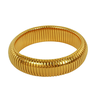 A D. ALLEN & DANMI. 18 K Gold Plated Chunky Titanium Bracelet Stack, Flexible Wide Wristband Bangle Layered Snake Chain Bracelet for Women